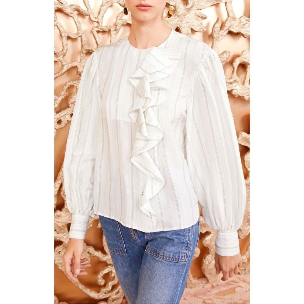 Ulla Johnson Adelaide Silk Blouse in Chalk NWT Size 0